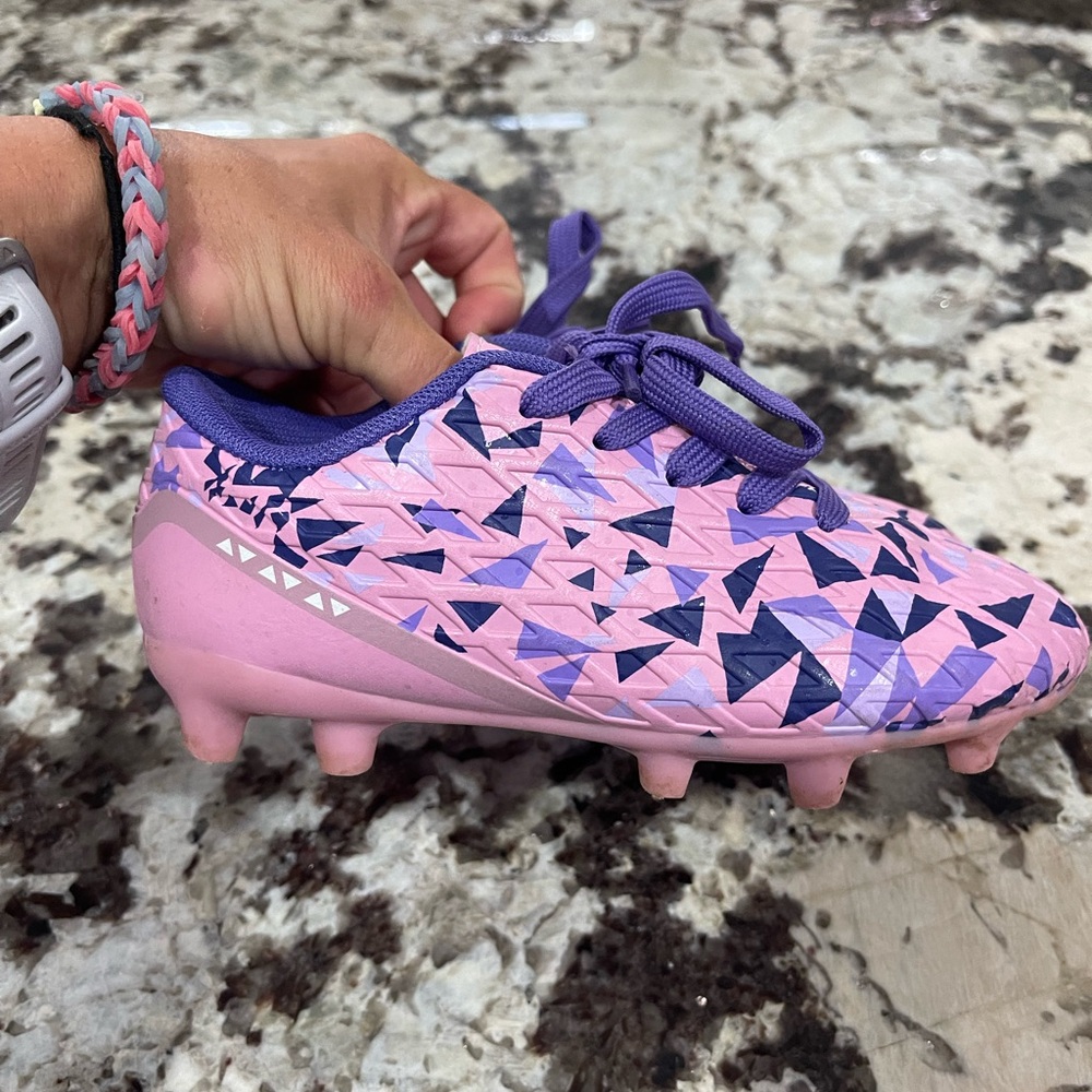 Kids Pink and Purple Soccer Cleats